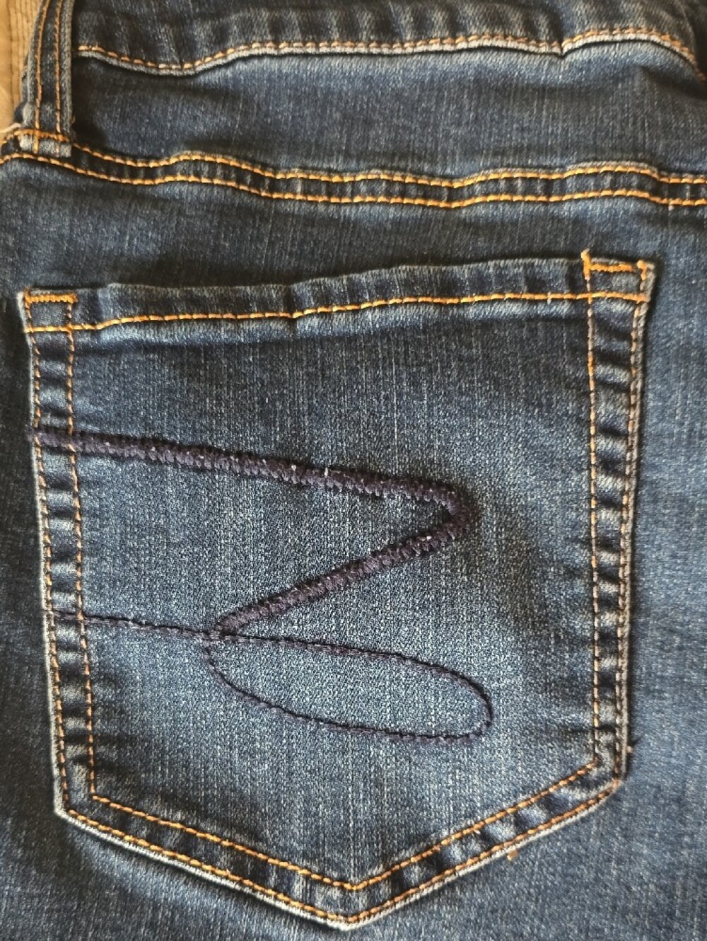 Seven7 Indigo Blue Denim Shorts with Tan Accent - Picture 6 of 8